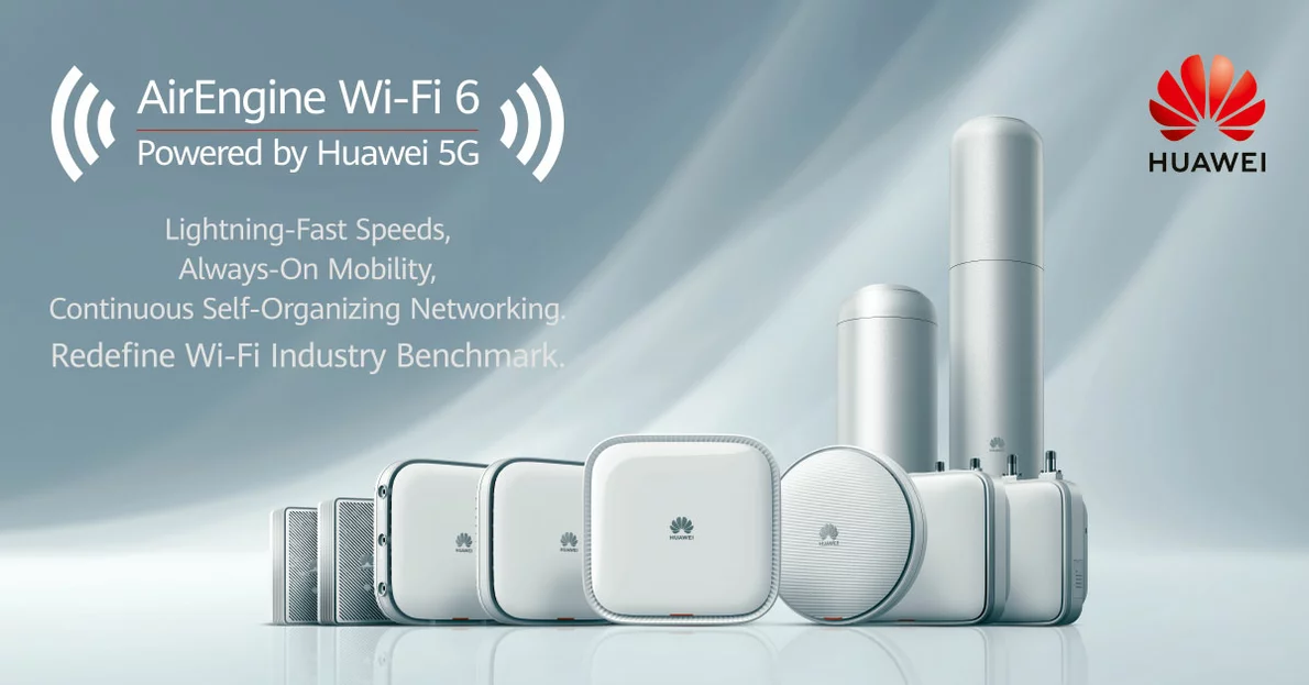 Bildkonstruktion für die AirEnginge Wi-Fi 6 Netzwerklösungen von Huawei